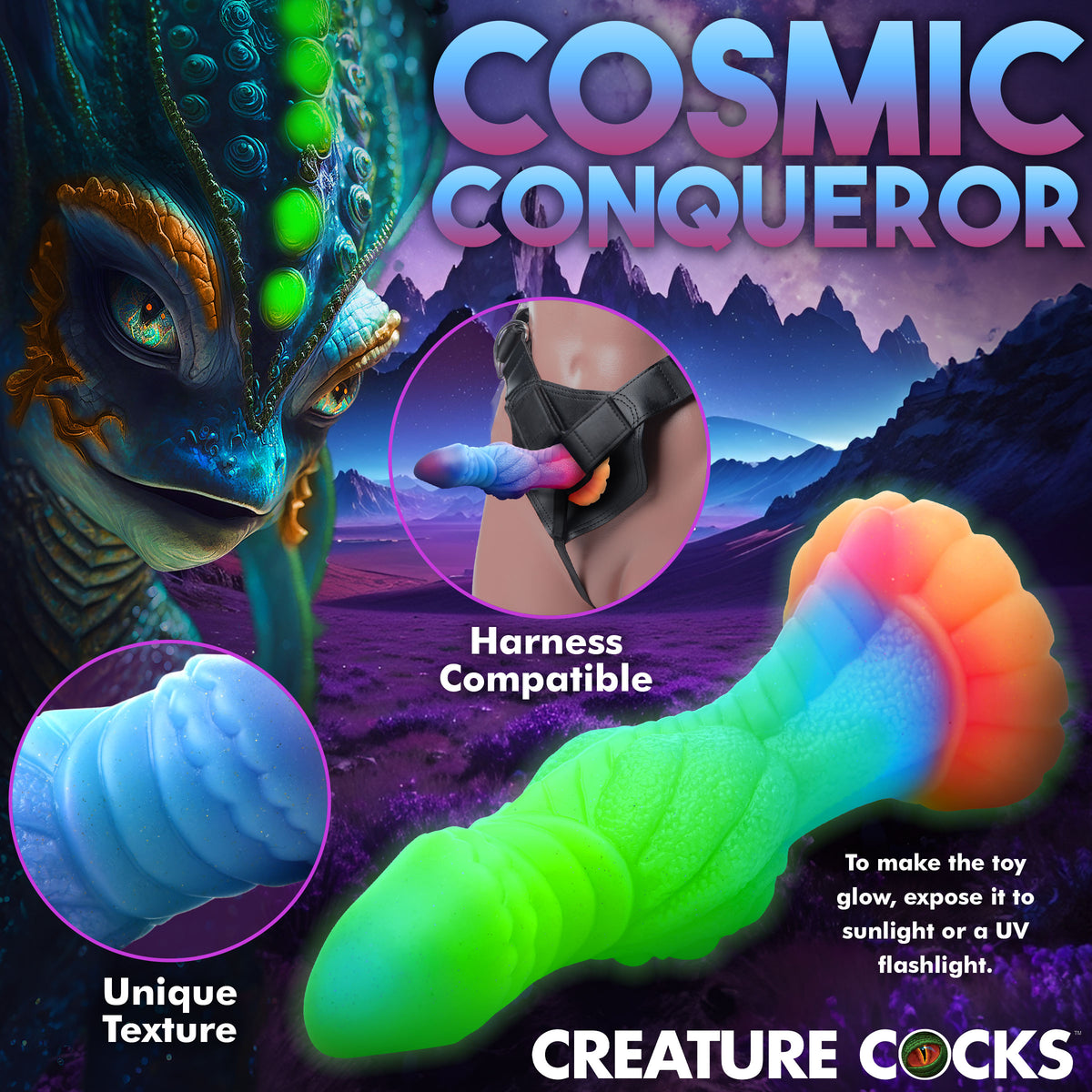 Creature Cocks Galactic Cock Alien Creature Glow in the Dark Dildo