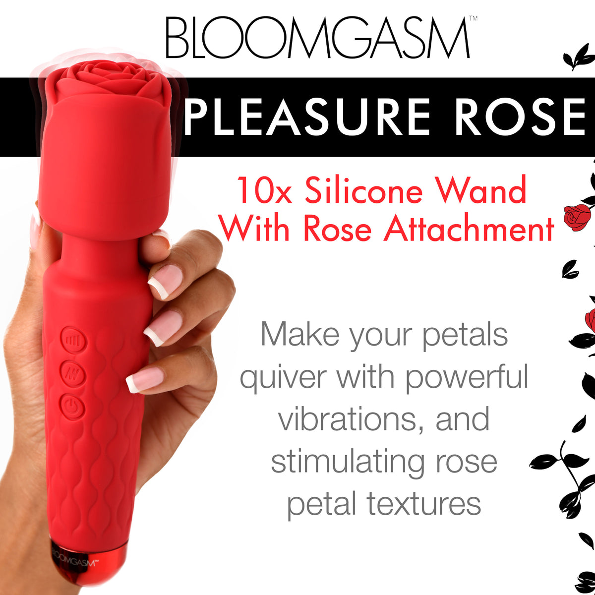 Bloomgasm Pleasure Rose 10x Silicone Wand with Rose Attachment
