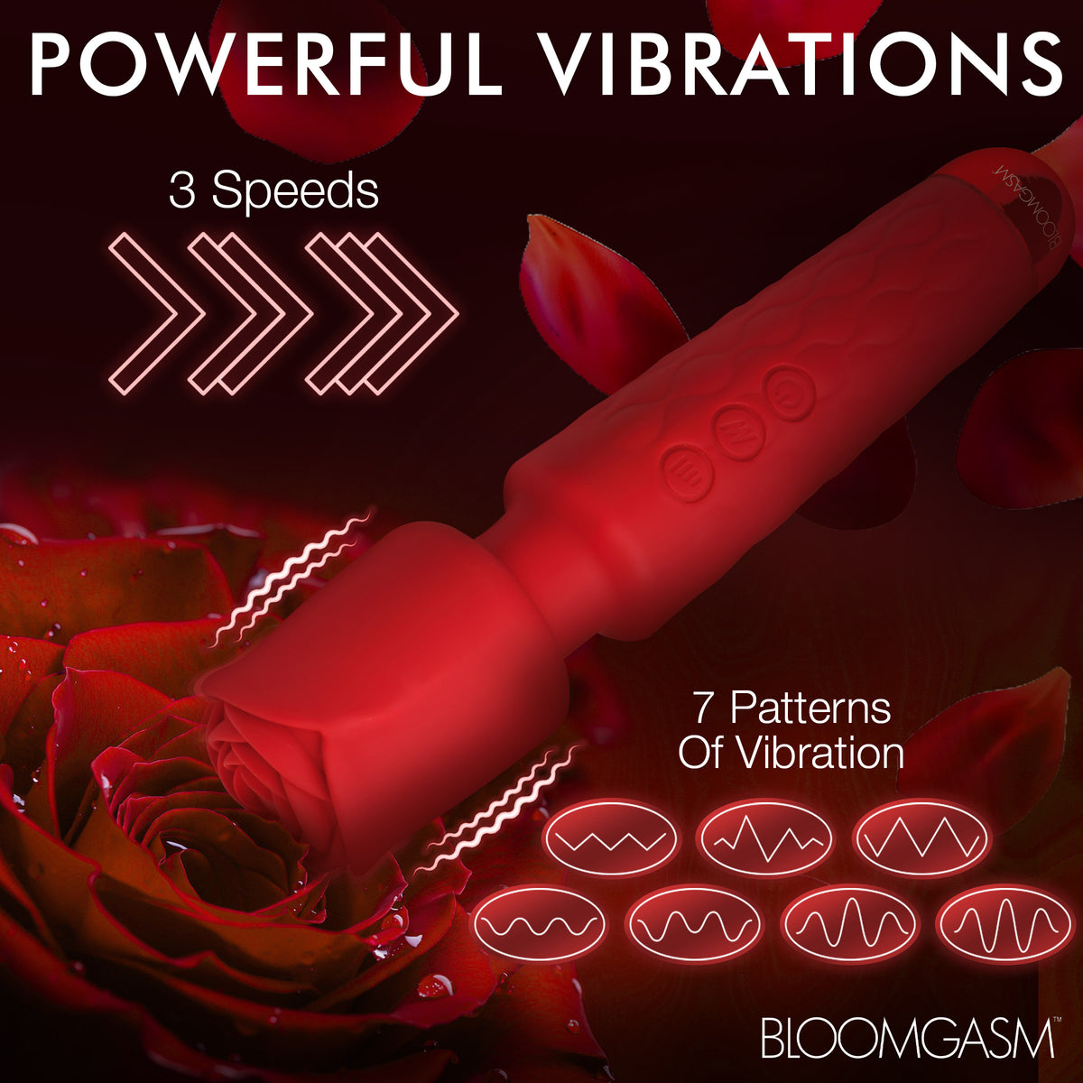 Bloomgasm Pleasure Rose 10x Silicone Wand with Rose Attachment