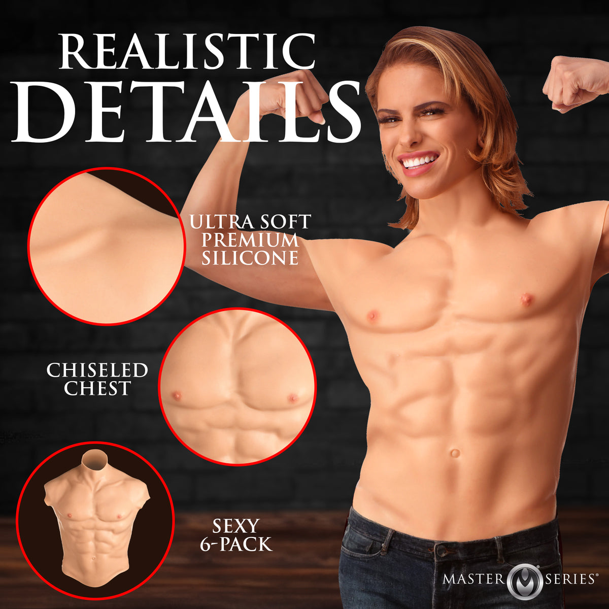 Ripped Silicone Male Chest - Small