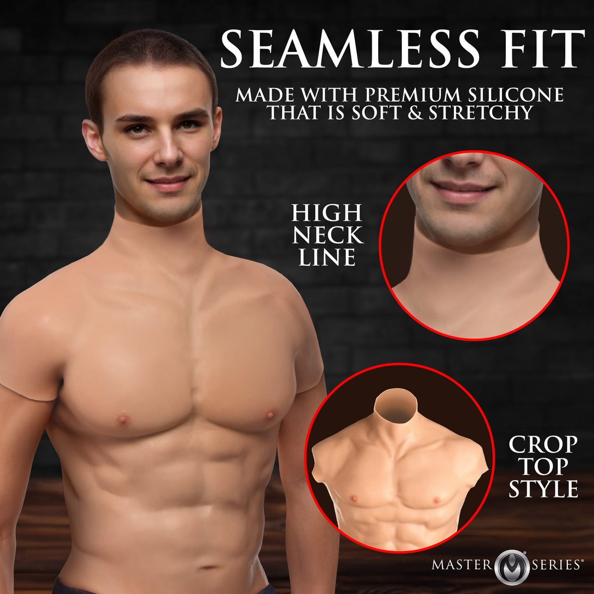 Ripped Silicone Male Chest - Medium