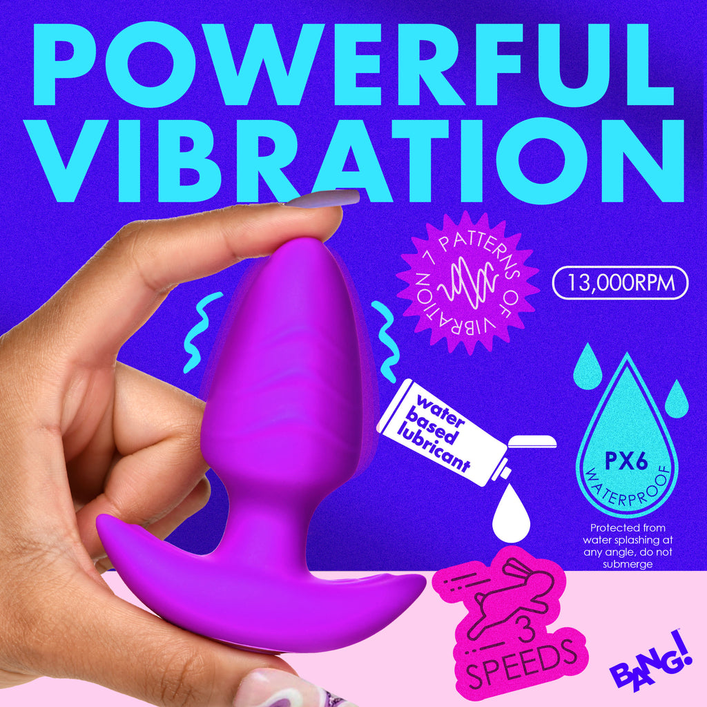 Rotating and Vibrating Silicone Butt Plug - Purple