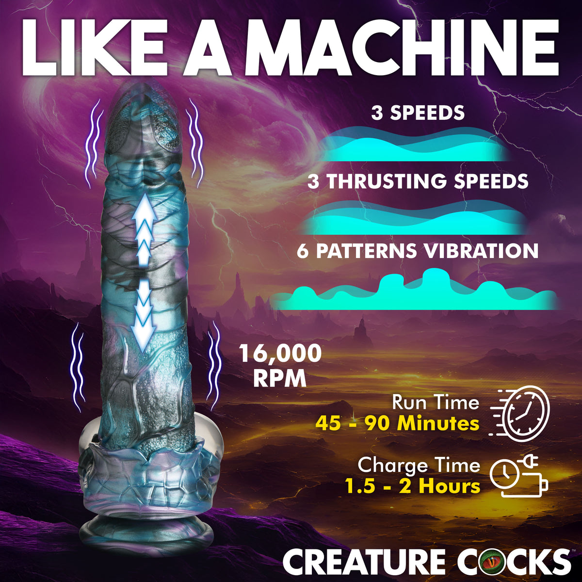 Creature Cocks Astro Thrust Thrusting and Vibrating Silicone Dildo