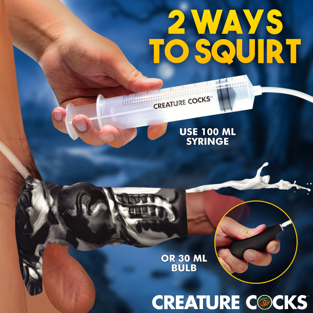 Creature Cocks Night Prowler Squirting Silicone Penis Enhancer-Silver