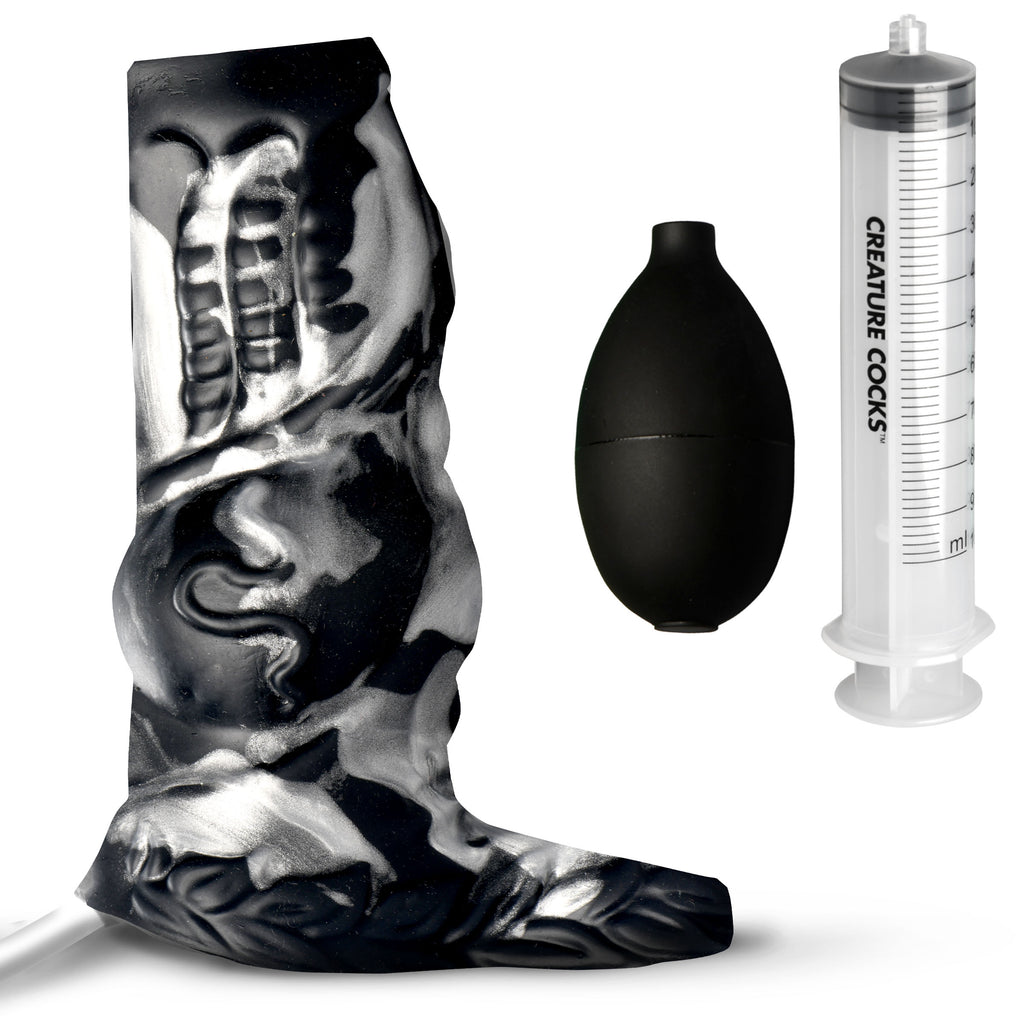 Creature Cocks Night Prowler Squirting Silicone Penis Enhancer-Silver
