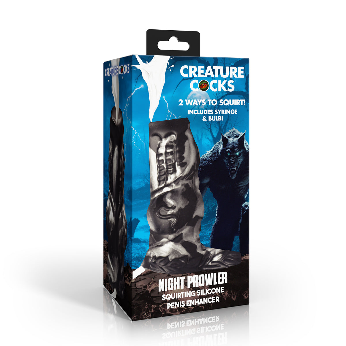 Creature Cocks Night Prowler Squirting Silicone Penis Enhancer-Silver