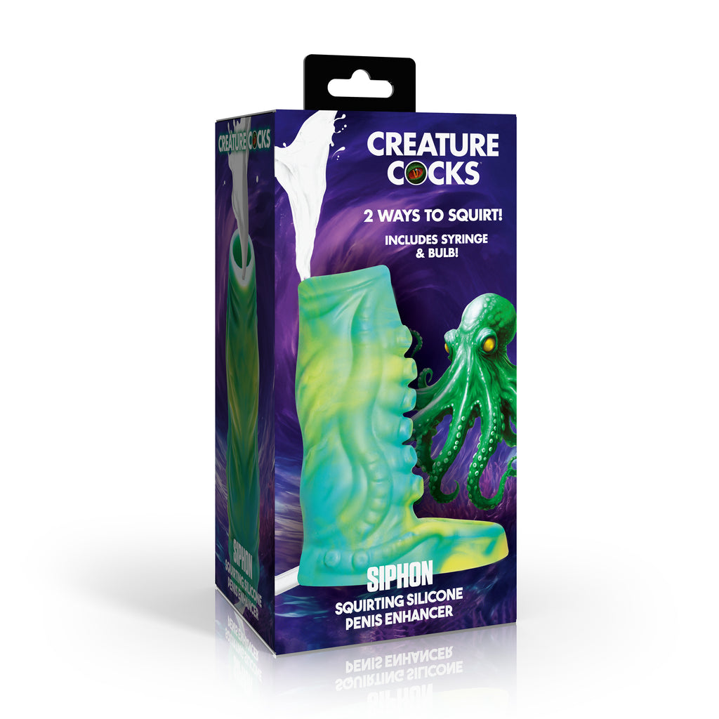 Creature Cocks Siphon Squirting Silicone Penis Enhancer-Green