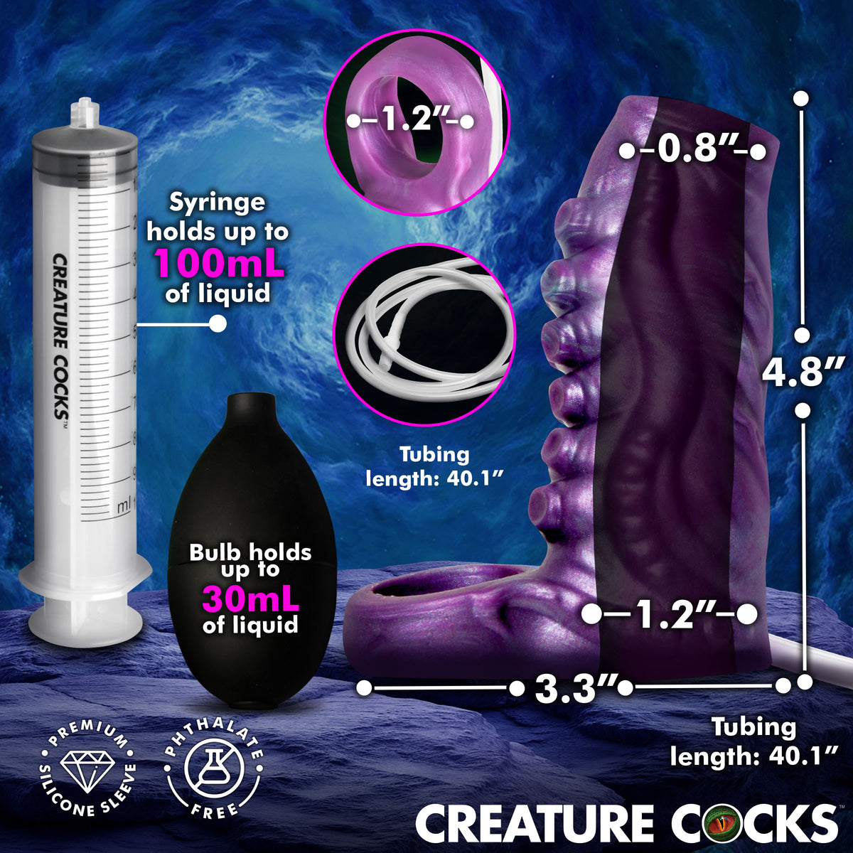 Creature Cocks Siphon Squirting Silicone Penis Enhancer-Purple