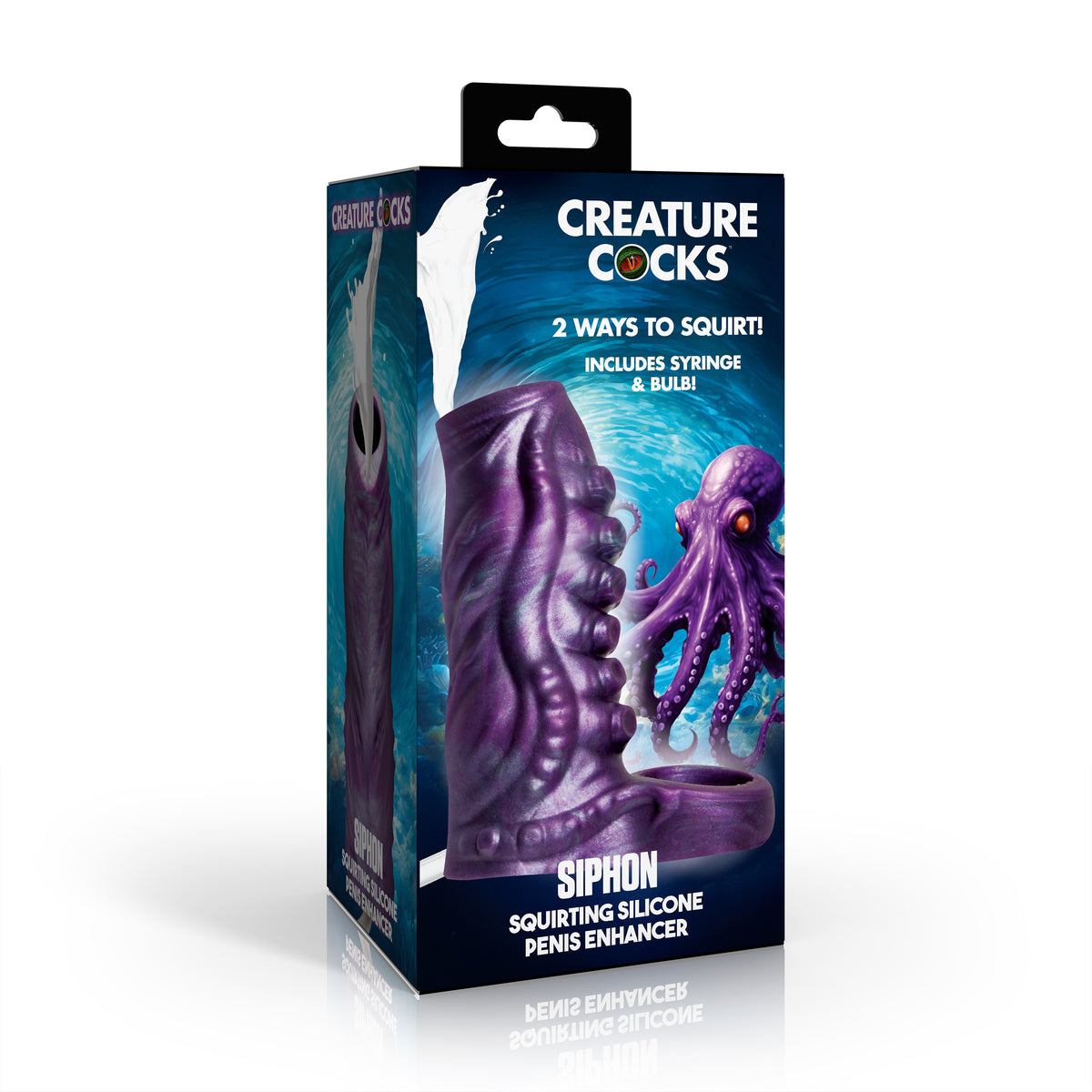 Creature Cocks Siphon Squirting Silicone Penis Enhancer-Purple