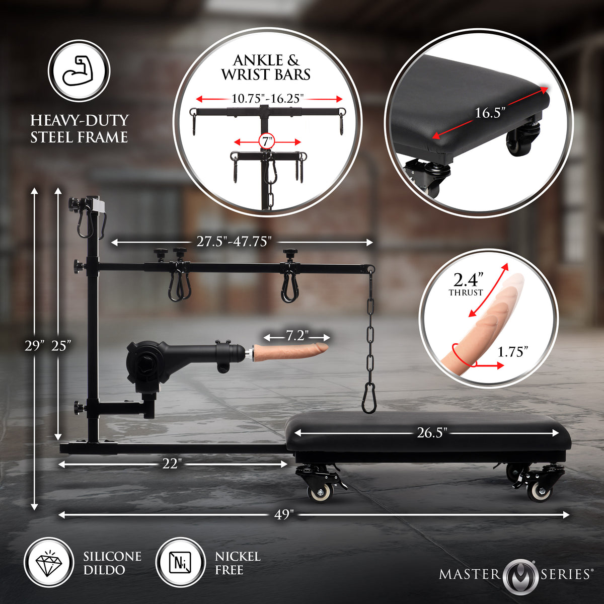 Hog Tie Restraint Rack with Sex Machine