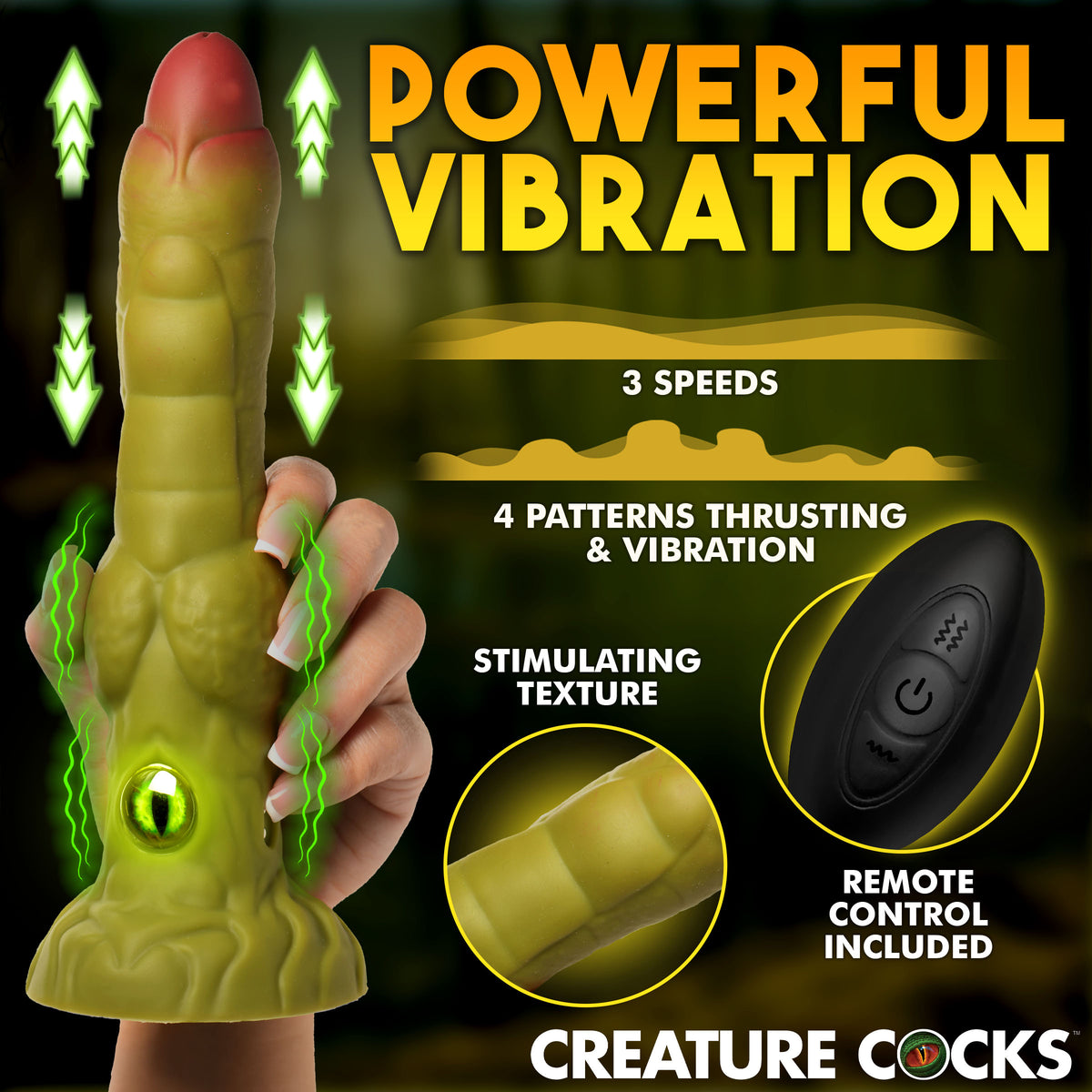 Creature Cocks Eyegor Thrusting and Vibrating Silicone Dildo