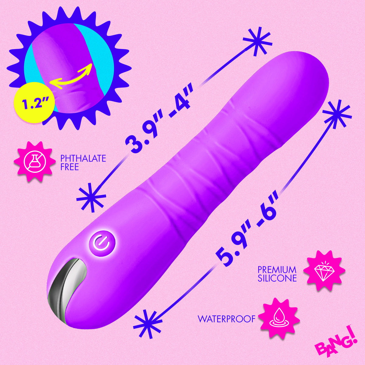 Bang! Thrusting Silicone Dildo-Purple