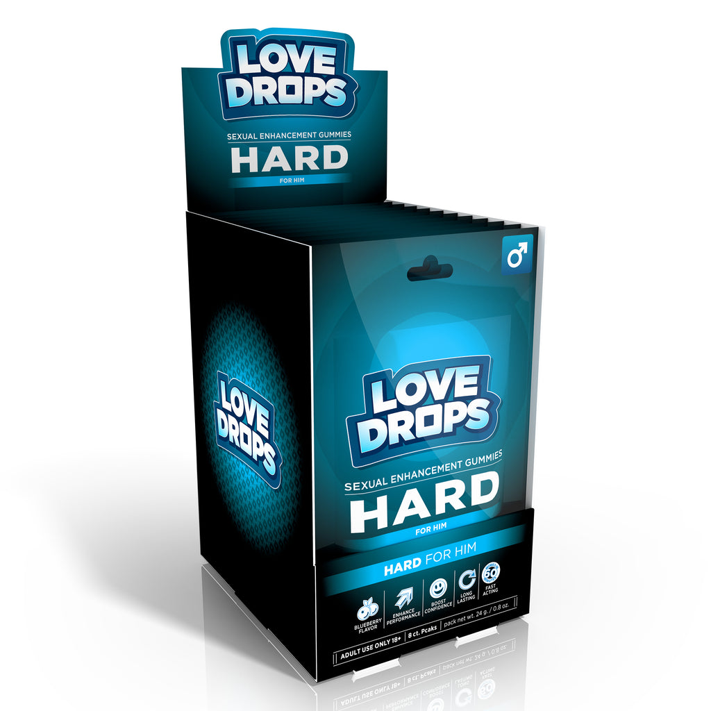 Love Drops Sexual Enhancement Hard Gummies For Him Display of 12