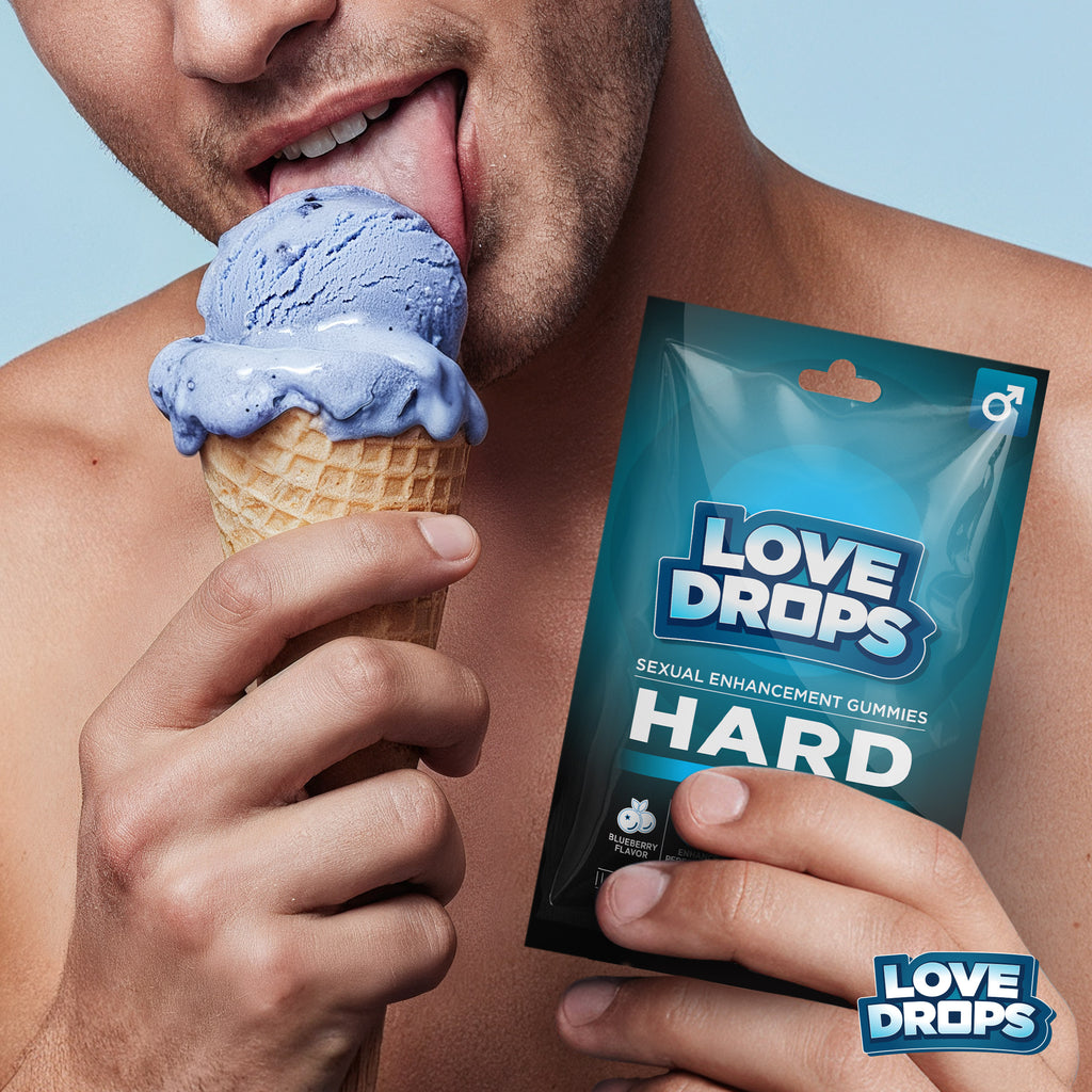 Love Drops Sexual Enhancement Hard Gummies For Him Display of 12