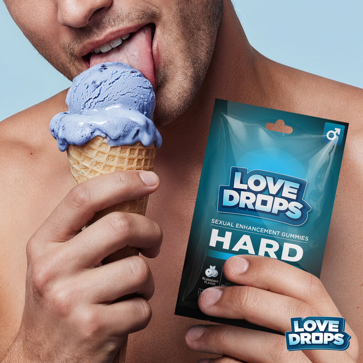 Love Drops Sexual Enhancement Hard Gummies For Him Display of 12
