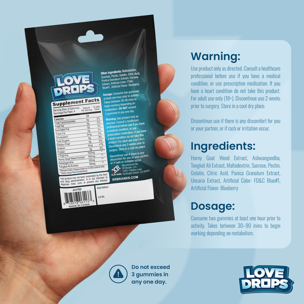 Love Drops Sexual Enhancement Hard Gummies For Him Display of 12