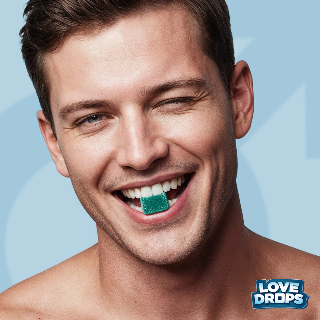 Love Drops Sexual Enhancement Hard Gummies For Him Display of 12