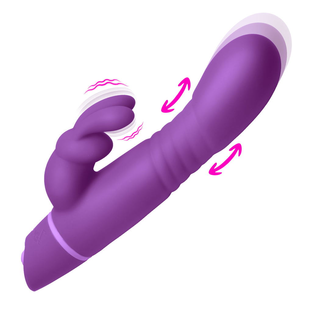 Thrusting Silicone Rabbit Vibrator - Purple