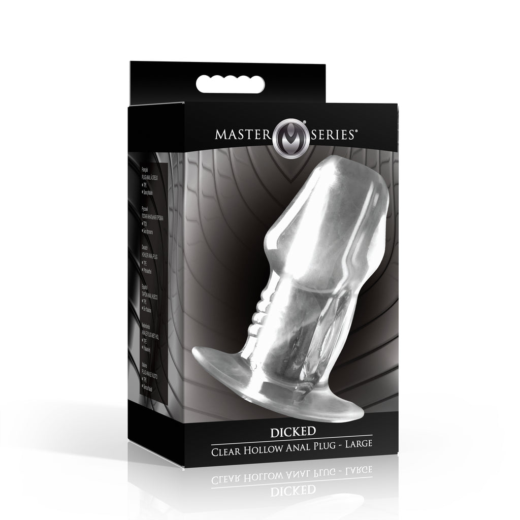 Dicked Clear Hollow Anal Plug - Large