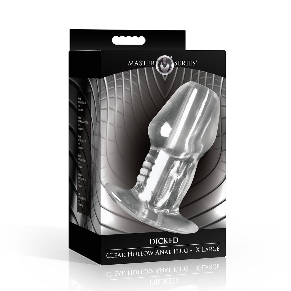 Dicked Clear Hollow Anal Plug - X-Large