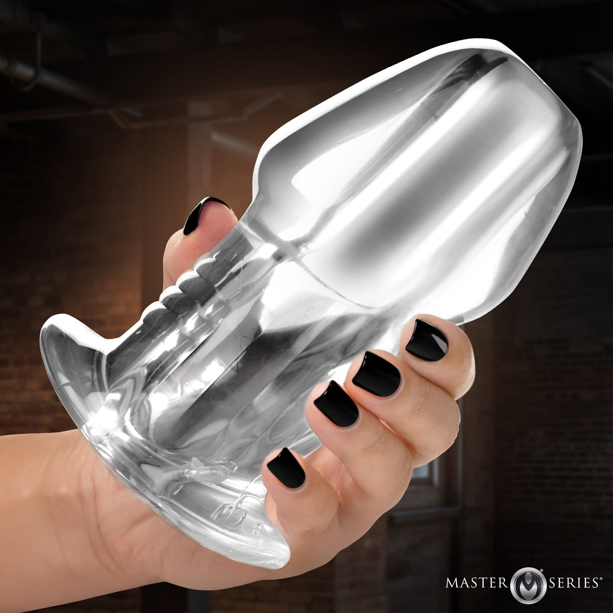 Dicked Clear Hollow Anal Plug - X-Large