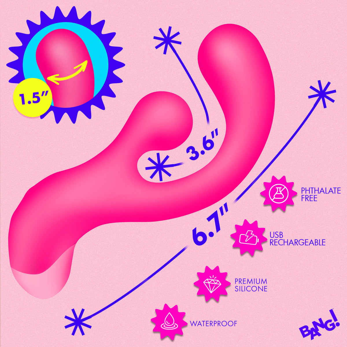 Bang! Gyro Rabbit Silicone Vibrator-Pink