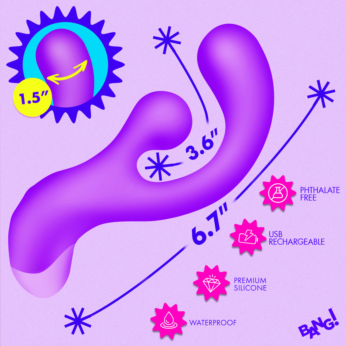 Bang! Gyro Rabbit Silicone Vibrator-Purple