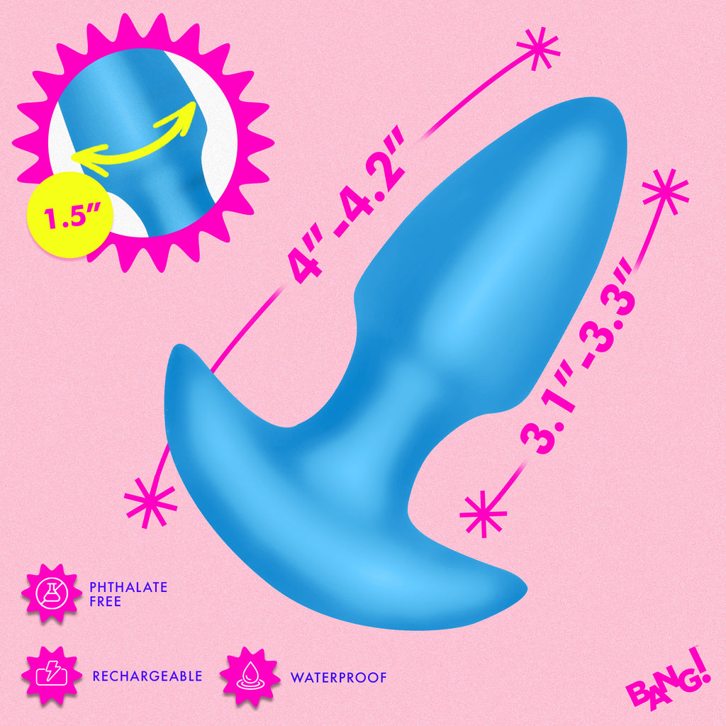 Thrusting and Vibrating Silicone Butt Plug - Blue