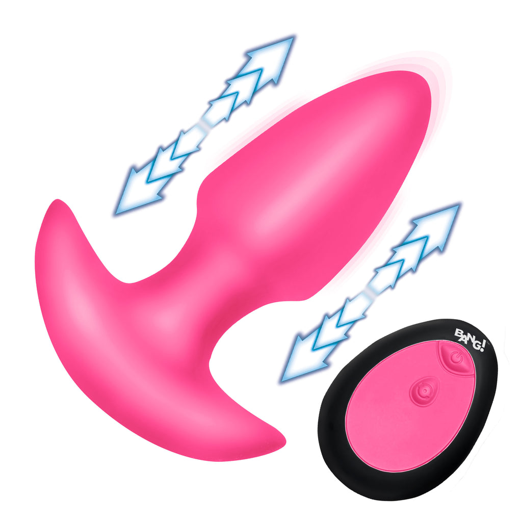 Thrusting and Vibrating Silicone Butt Plug - Pink