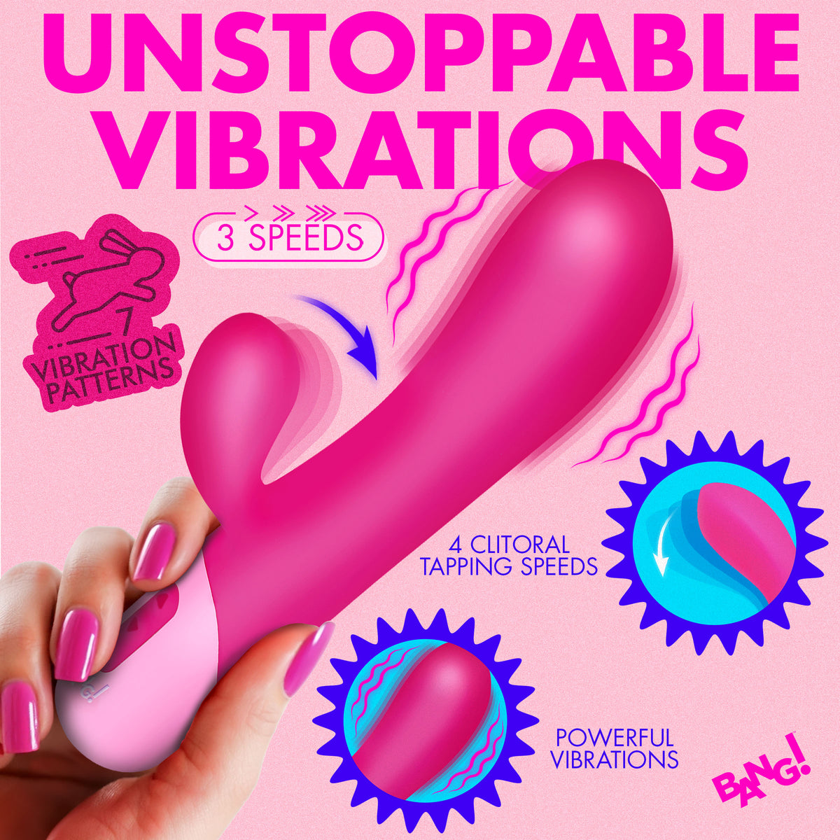 Bang! Clit Tapping Vibrating Rabbit-Pink