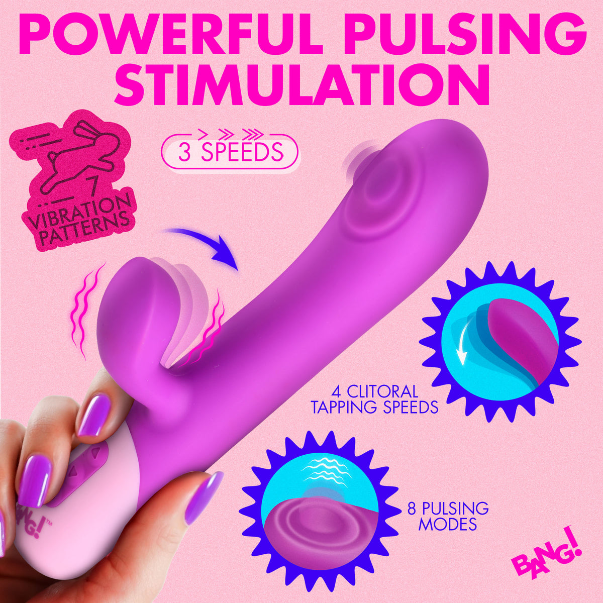 Bang! Clit Tapping Pulsing Rabbit-Purple