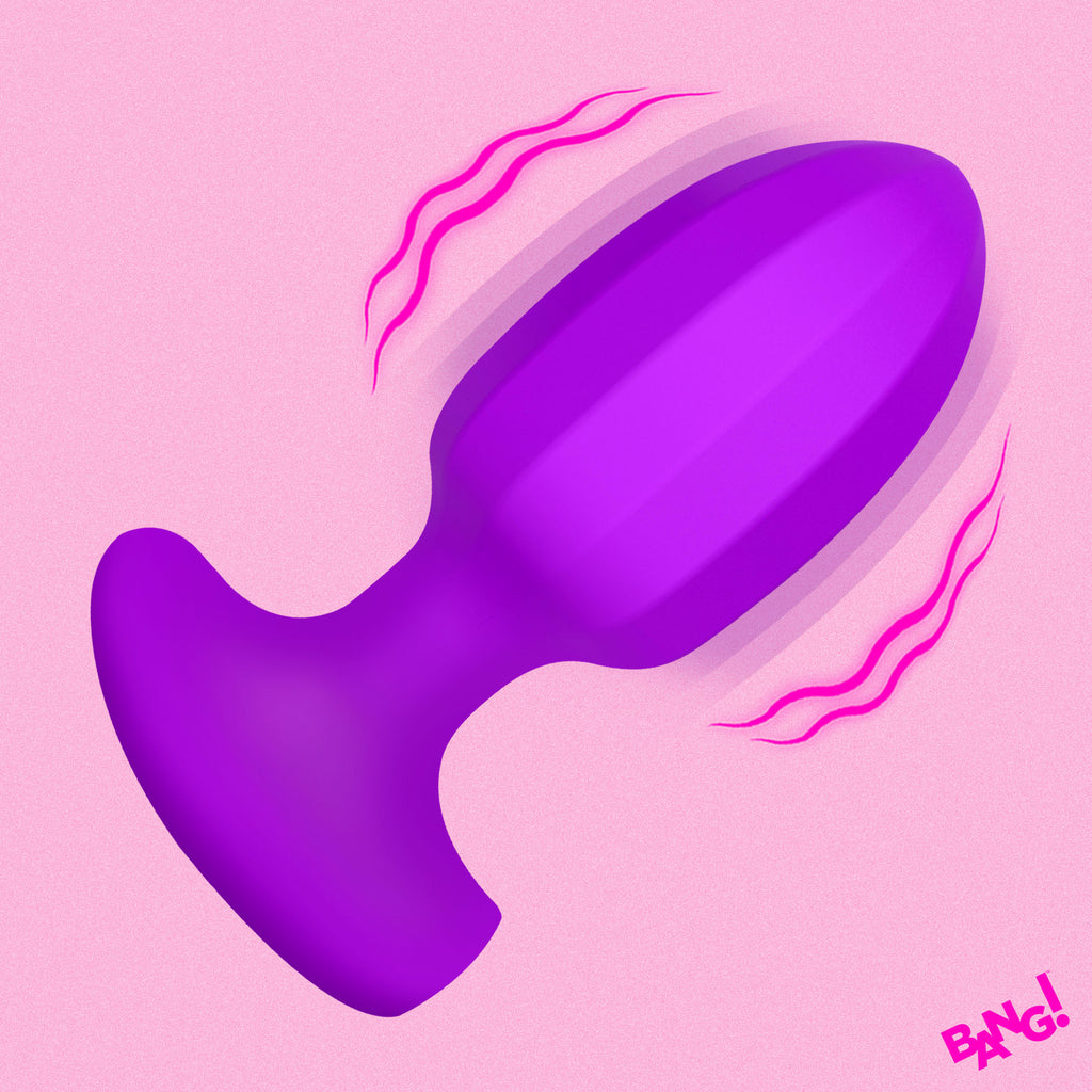 Ribbed Vibrating Silicone Butt Plug - Purple
