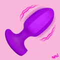 Ribbed Vibrating Silicone Butt Plug - Purple