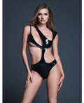 Allure Risque Lover Latex Look Vinyl Peek-A-Boo Teddy - Black LG