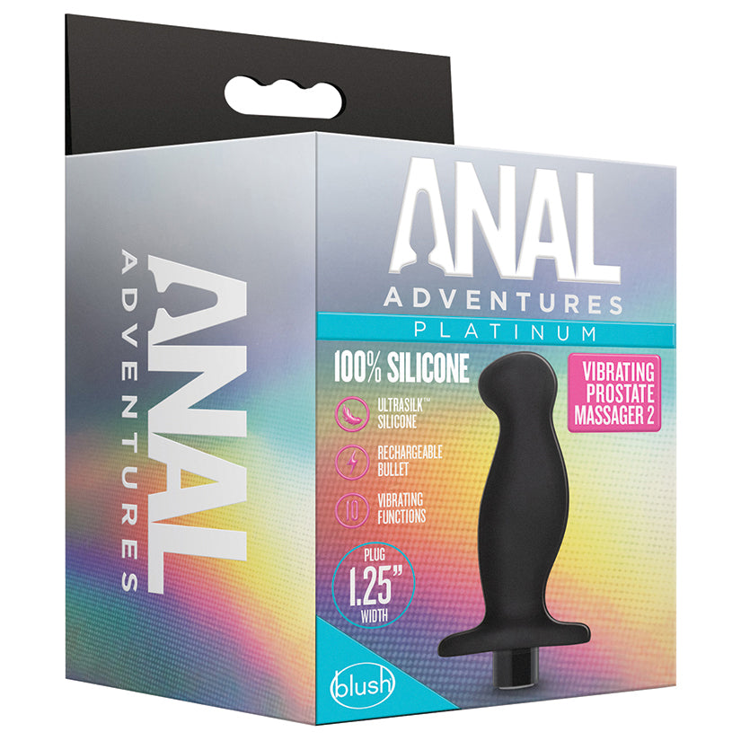 Anal Adventures Platinum Silicone Vibrating Prostate Massager 02 -Black