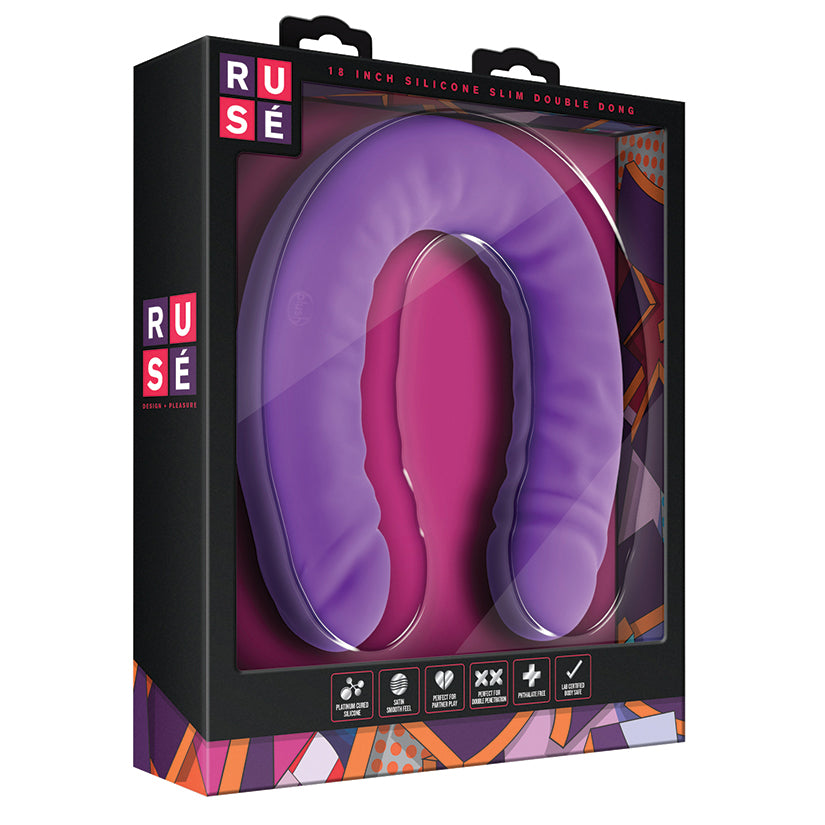 Ruse Silicone Slim Double Dong-Purple 18"