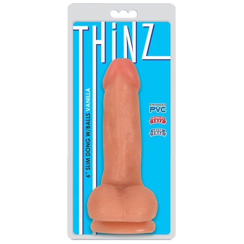 6 Inch Slim Dildo with Balls - Light