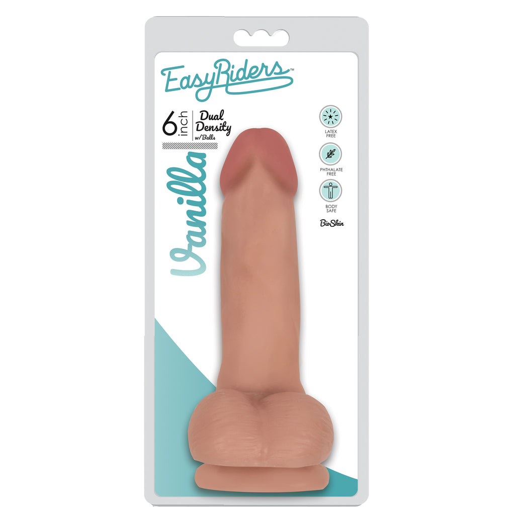 Easy Riders 6 Inch Dual Density Dildo With Balls - Flesh