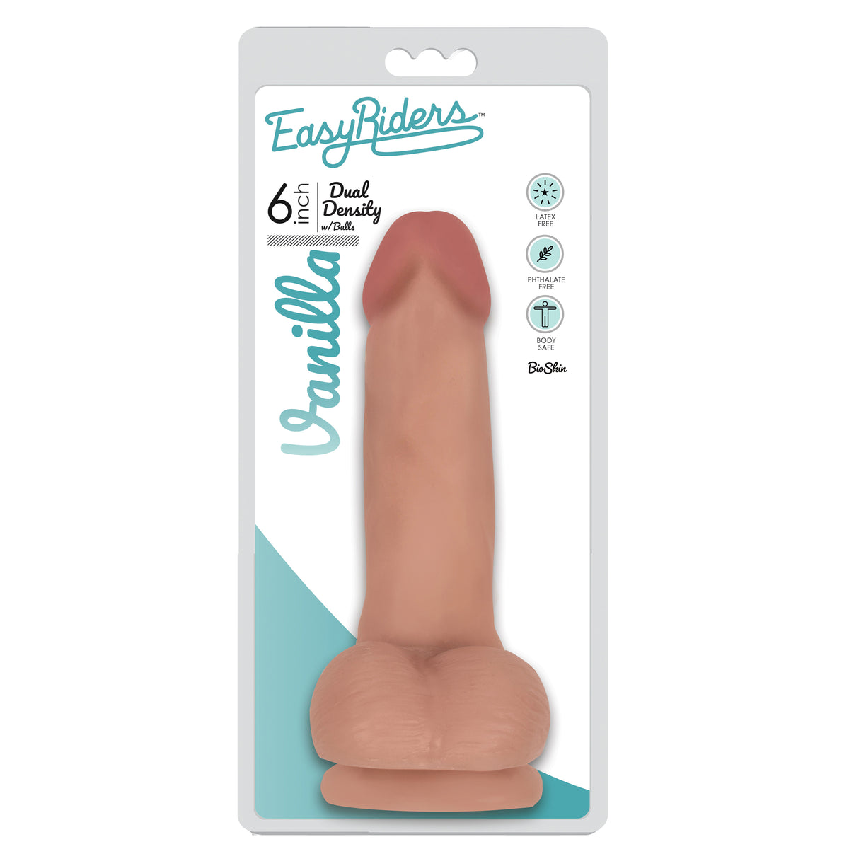Easy Riders 6 Inch Dual Density Dildo With Balls - Flesh