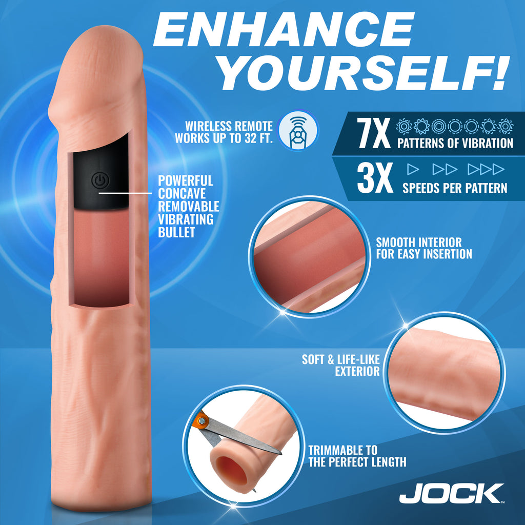JOCK Enhancers Vibrating Realistic Penis Extension-Medium 1.5"