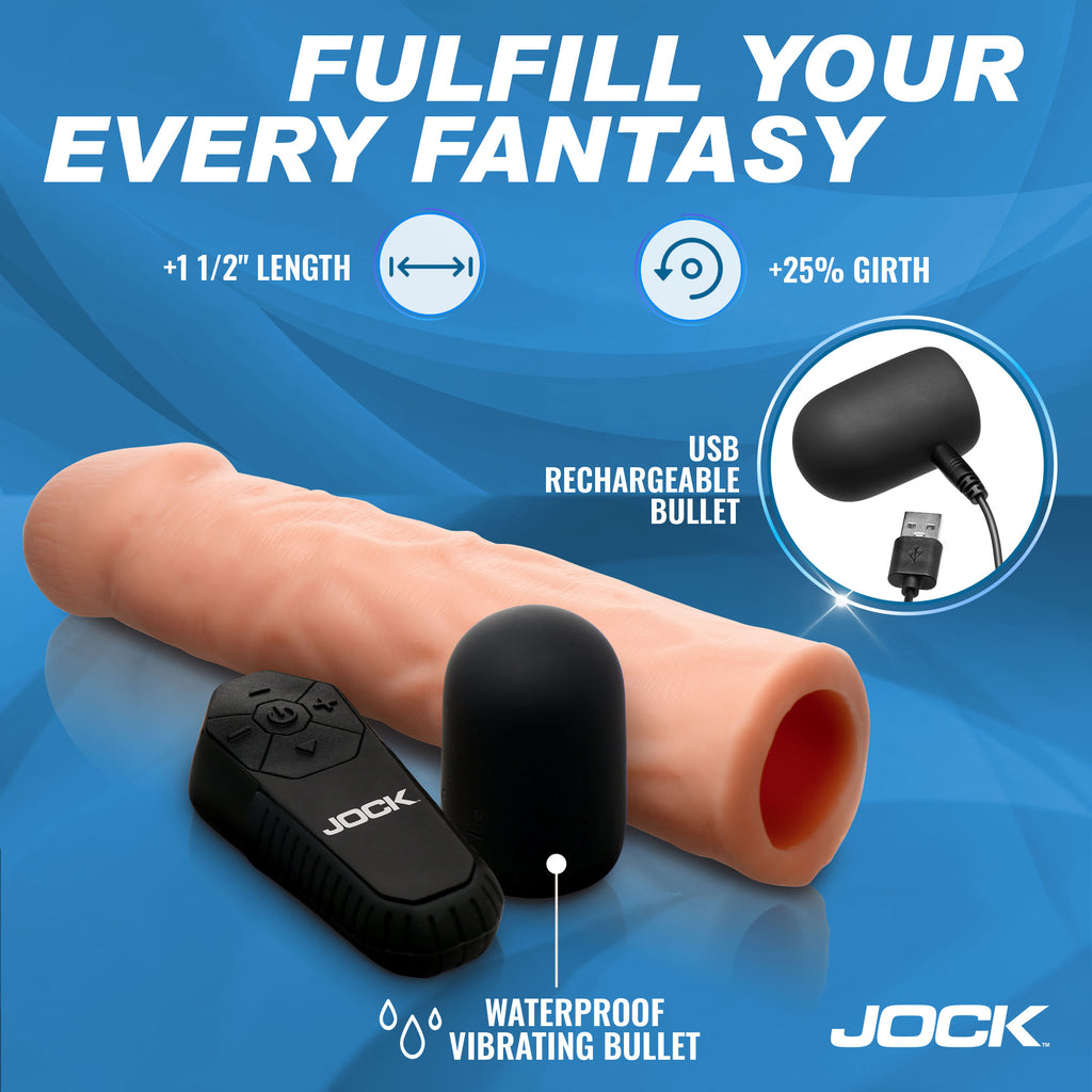 JOCK Enhancers Vibrating Realistic Penis Extension-Medium 1.5"