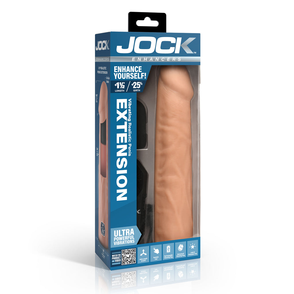 JOCK Enhancers Vibrating Realistic Penis Extension-Medium 1.5"
