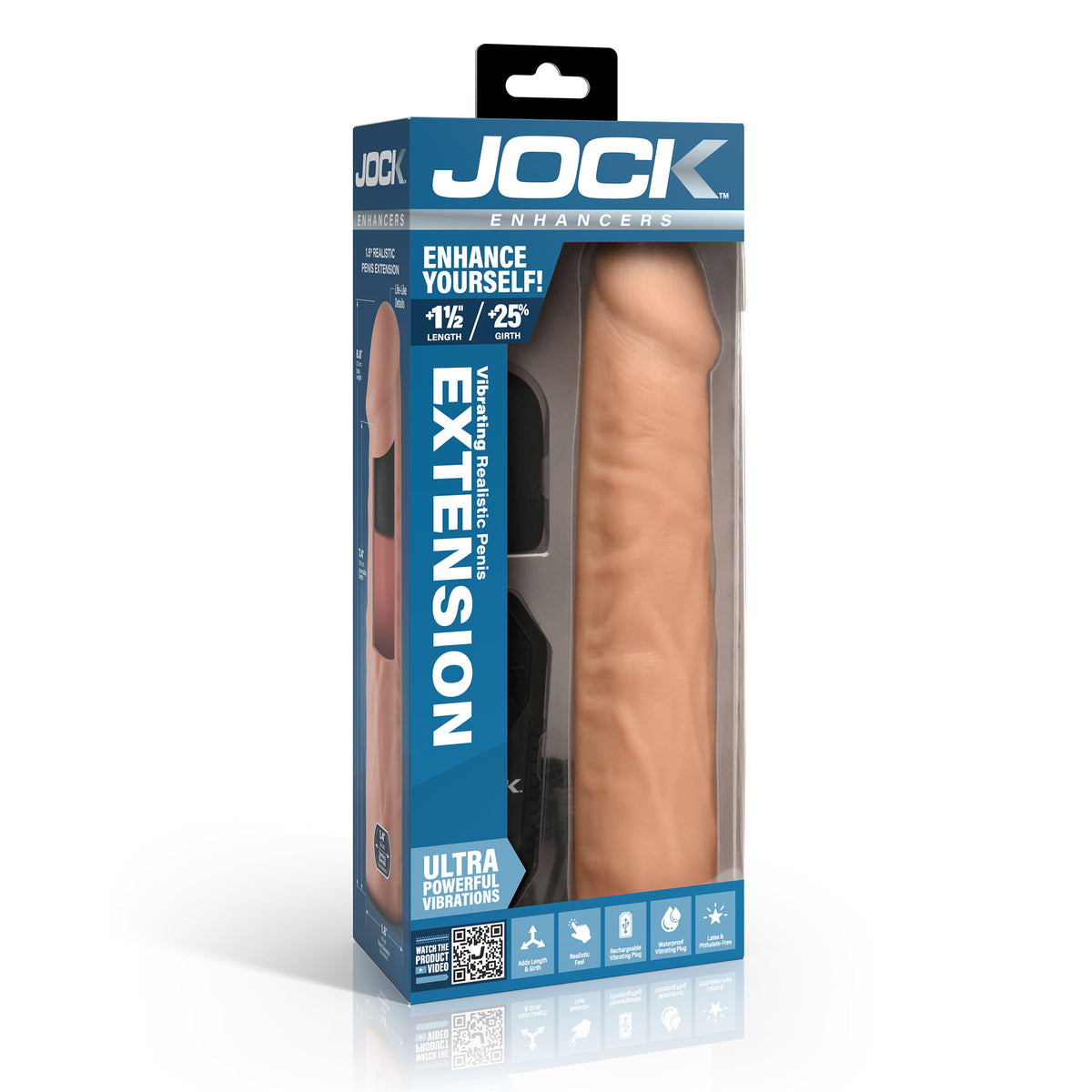 JOCK Enhancers Vibrating Realistic Penis Extension-Medium 1.5"