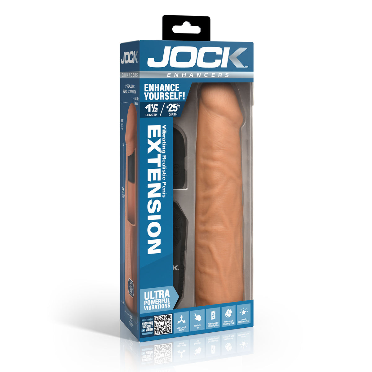 JOCK Enhancers Vibrating Realistic Penis Extension-Light 1.5"
