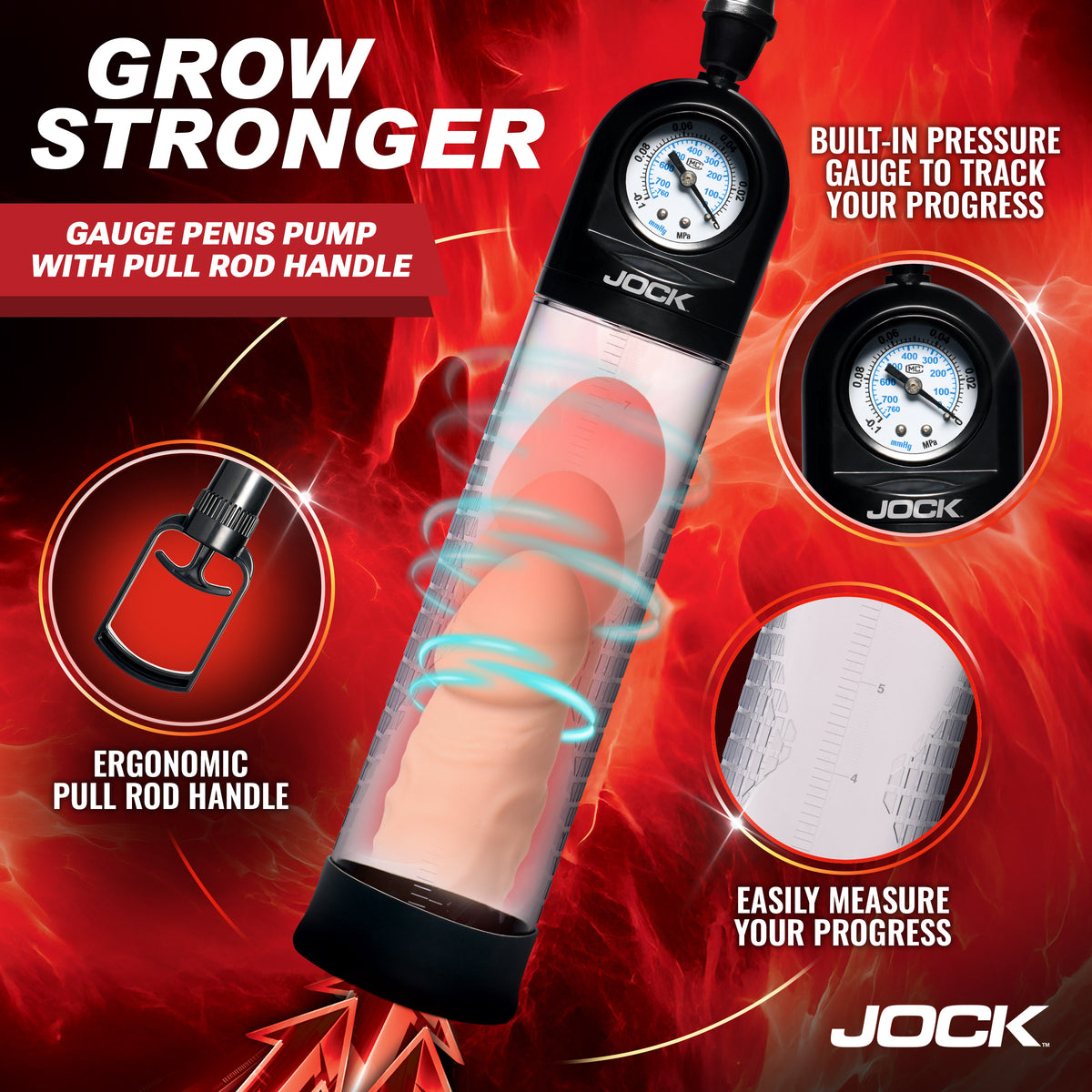JOCK Advanced Pump Up Gauge Penis Pump with Handle