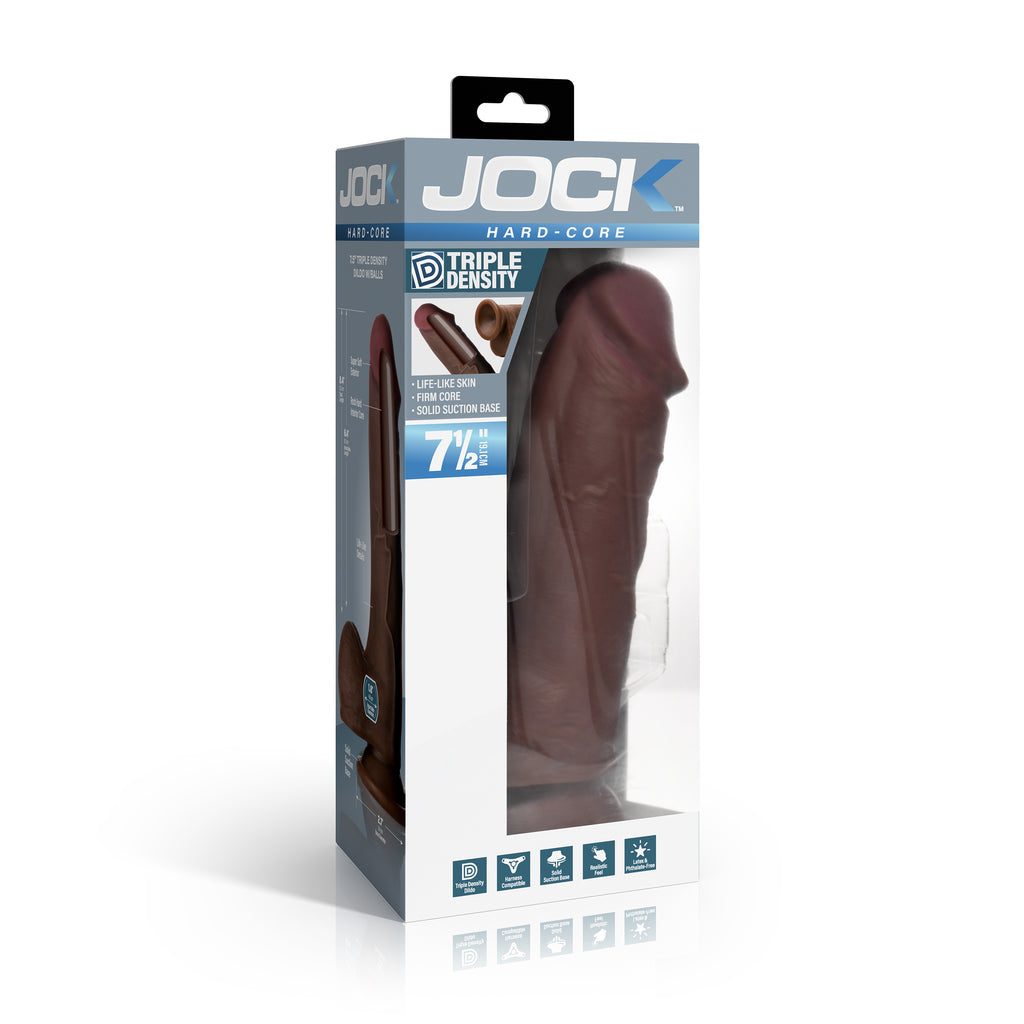 JOCK Hard Core Triple Density Dildo With Balls-Dark 7.5"