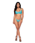 Pearl Obsession Lace Bra & Pearl Crotch Panty 2 pc Set - Frosted Mint MD