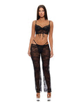 Layer of Seduction Lace Bra, Thong, & Pants 3 pc Set - Black XL