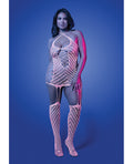 Metamorphic Glow-in-the-Dark Bodystocking Dress; Glows Pink - White QN