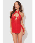 Dragon Mesh & Applique Chemise w/G-String 2 pc Set - Red LG